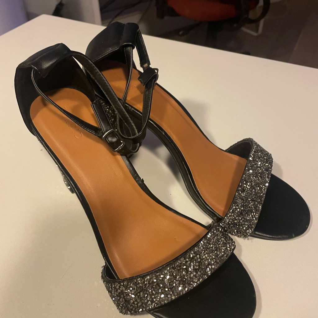 Torrid Black And Silver Heeled Sandals